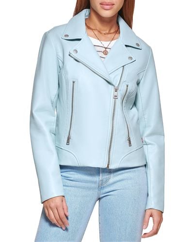 Levi's The Belted Faux Leather Moto Jacket - Blue