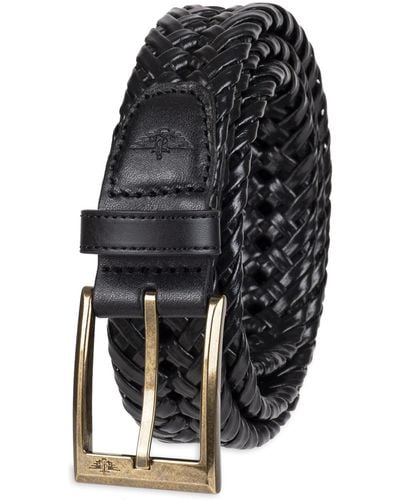 Dockers Leather Braided Casual And Dress Belt,black,32