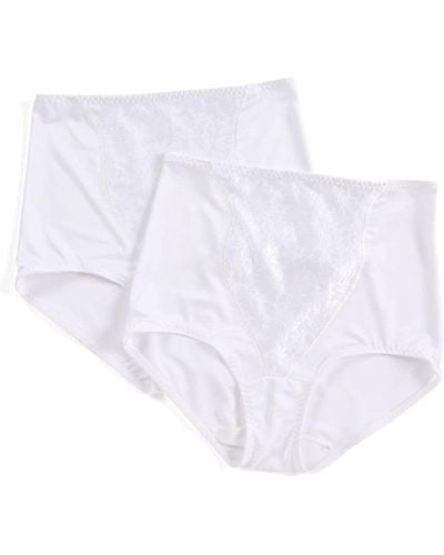 Bali Womens Double Support Coordinate Light Control With Lace Tummy Dfx372 2-pack Shapewear Briefs - White