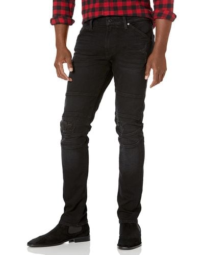 Guess Mens Eco Slim Tapered Moto Jeans - Black
