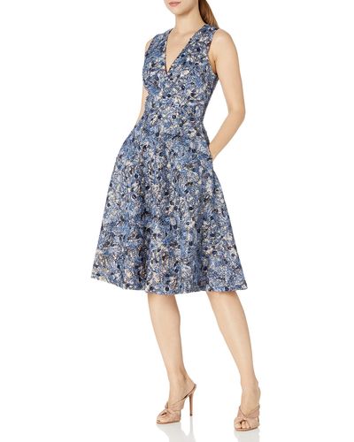 Dress the Population Sally Sleeveless Fit & Flare Midi Dress -mineral Blue Multi