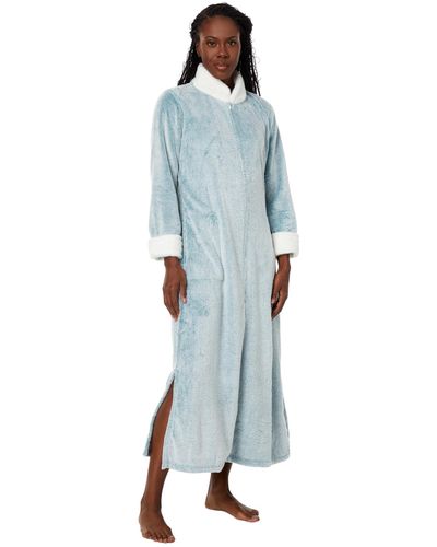 N Natori Frosted Cashmere Darin Zip Caftan Length 52",spruce,small - Blue
