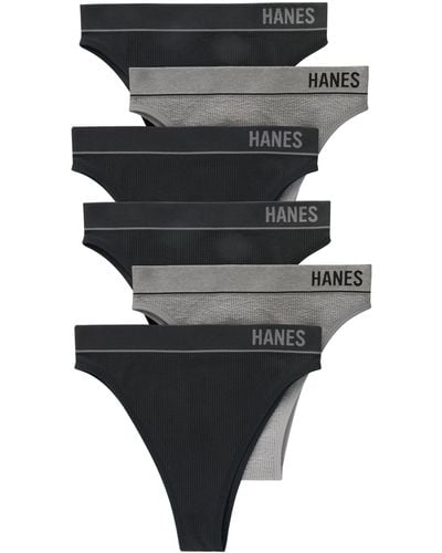 Hanes Originals Seamless Rib Hi-rise Cheeky Panties Pack - Gray