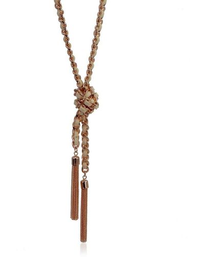 Guess Braided Knot Necklace With Tassel - Metallic