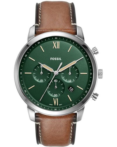 Fossil Neutra Quartz Stainless Steel And Leather Chronograph Watch - Green