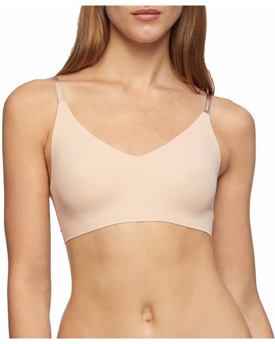 Calvin Klein Invisibles Comfort Lightly Lined Seamless Wireless Triangle Bralette Bra - Natural