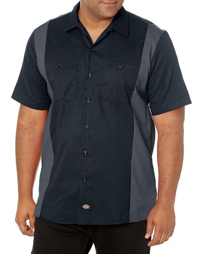 Dickies Big And Tall Short-sleeve Two-tone Work Shirt - Black
