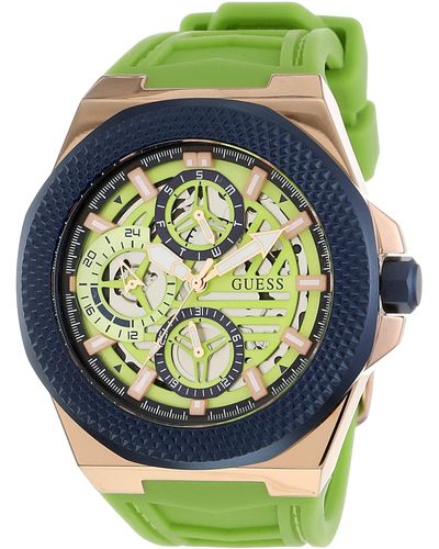 Guess Lime Green Strap Blue Dial Two-tone - Grey