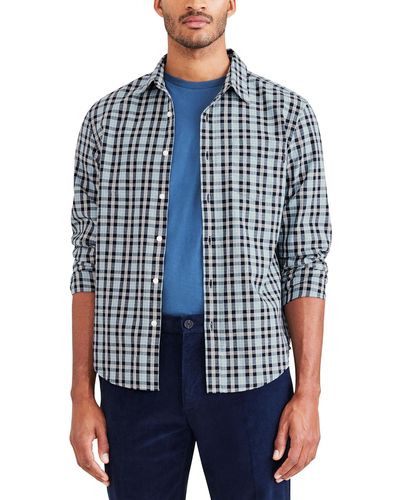 Dockers Fit Long Sleeve Casual Shirt - Blue