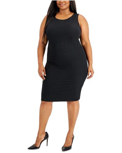 Kasper Plus Size Embellished Sheath Dress - Black