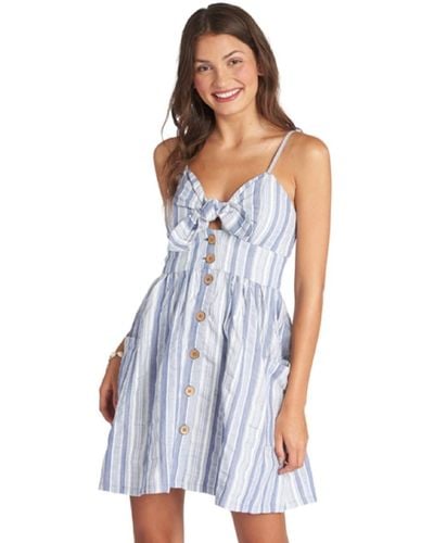 Roxy Womens Under The Cali Sun Button Front Casual Dress - Blue
