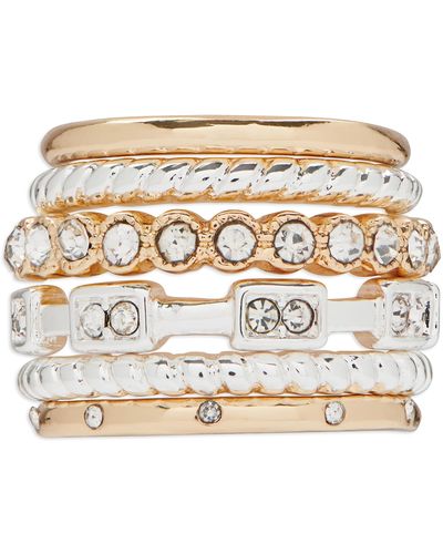 Lucky Brand Two Tone Pave Ring Stack - Metallic