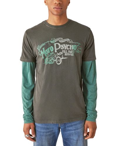 Lucky Brand Sturgis Ombre Moto Grapic Tee - Green