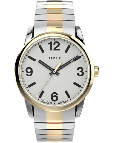 Timex Tone Case White Dial With Silver-tone Expansion - Metallic