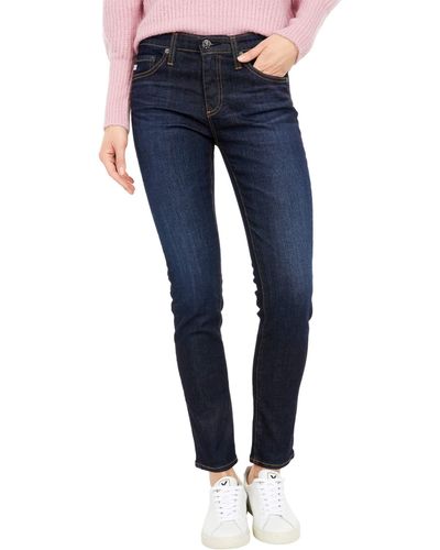 AG Jeans Womens The Prima Mid Rise Cigarette Leg Jeans - Blue