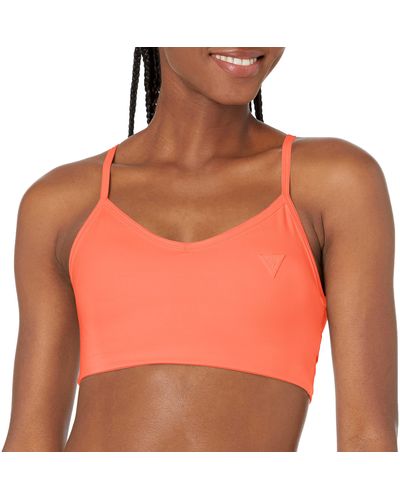 GUESS Women's Active Medium Support Sports Bra with Lace-Up Detail, Jet  Black, Extra Small at  Women's Clothing store