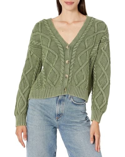 Lucky Brand Cable Stitch Cardigan - Green