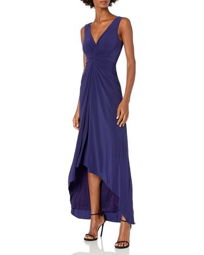 Adrianna Papell Plus Size Jersey Draped Dress - Blue