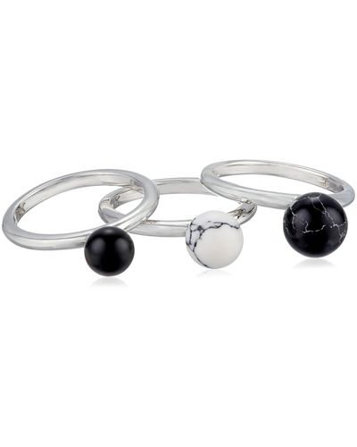 Noir Jewelry Semi Precious Sphere Stackable Ring - Black