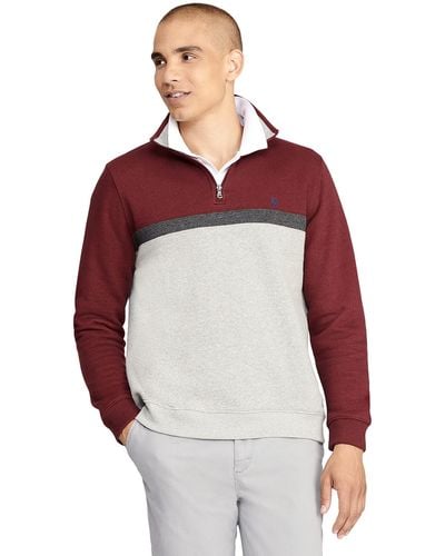 Izod Advantage Performance Quarter Zip Fleece Pullover Sweatshirt - Red