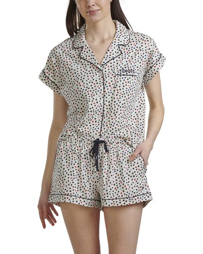 Tommy Hilfiger Short Sleeve Top And Short Classic Pajama Set Pj - White