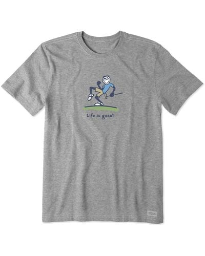 Life Is Good. Vintage Crusher Graphic T-shirt Pump Putt Golf Jake - Gray