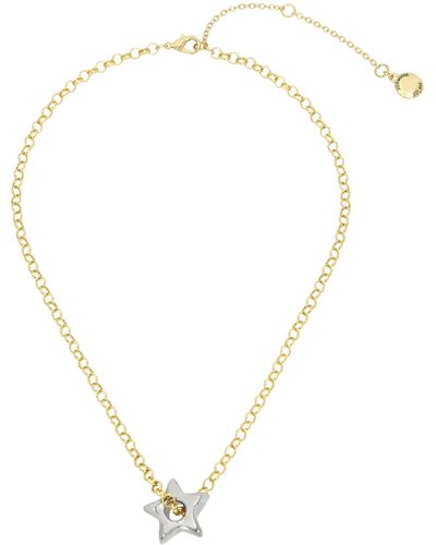 Steve Madden S Puffy Star Pendant Necklace - Metallic