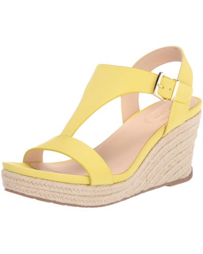 Kenneth Cole T-strap Wedge Sandal - Yellow