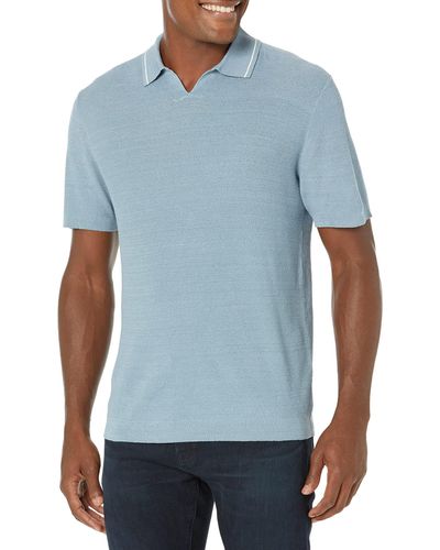 Theory Birke Linen-blend Polo Shirt - Blue