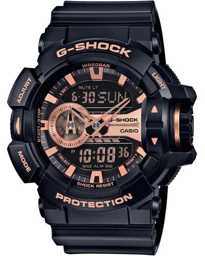 G-Shock G-Shock Black and Rose Gold-Tone Dial Resin Quartz Watch GA400GB-1A4 - Nero
