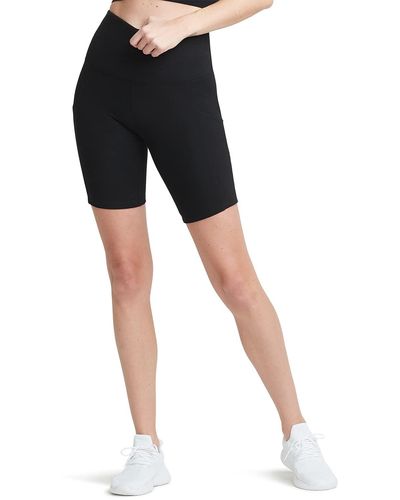 Yummie Womens Mel Cotton Stretch Biker With Pockets Shorts - Black