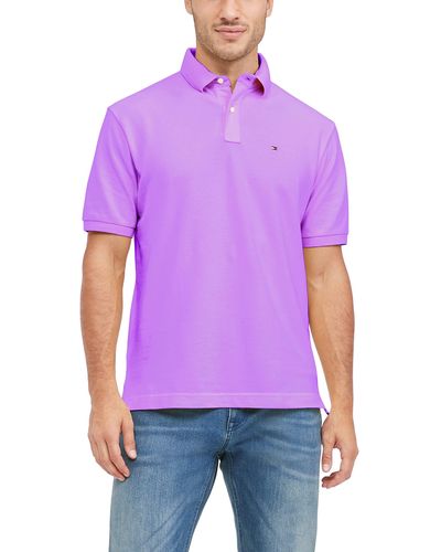 Tommy Hilfiger Regular Short Sleeve Cotton Pique Polo Shirt In Classic Fit - Purple