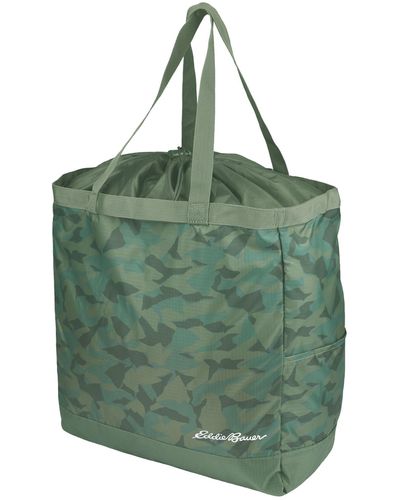 Eddie Bauer Stowaway Packable 25l Cinch Tote With Adjustable Cord-lock Closure And Exterior Slip Pocket - Green