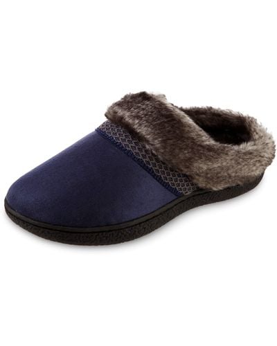 Isotoner Recycled Microsuede Mallory Hoodback Slipper - Blue