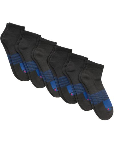 Champion , Performance Ankle Socks, 6-pack, Black-6 Pack, 12-14 - Blue