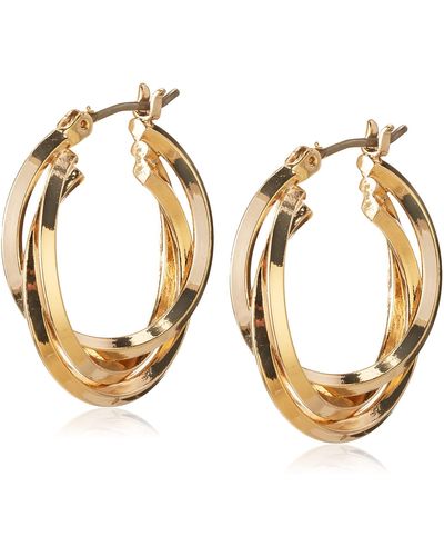 Anne Klein "classics" Gold-tone 3 Ring Hoop Earrings - Metallic