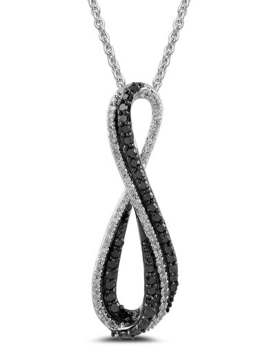 Amazon Essentials Sterling Silver Black And White Diamond Infinity Pendant Necklace