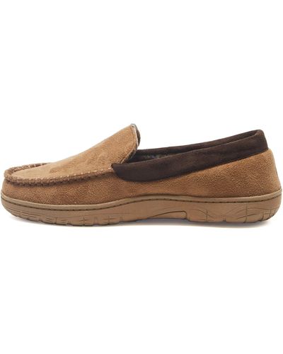 Hanes S Moccasin Slipper House Shoe With Indoor Outdoor Memory Foam Sole Fresh Iq Odor Protection - Brown