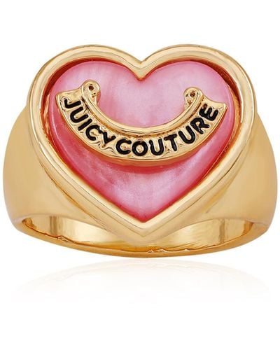 Juicy Couture Goldtone Light Pink Heart Ring Size 7