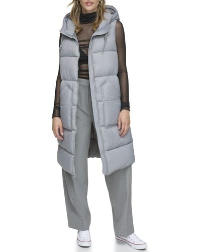 Andrew Marc Two-tone Vest Quilted Synthetic Fill - Gray