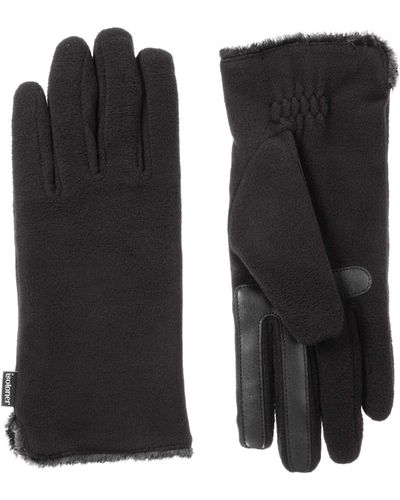 Isotoner Stretch Fleece Touchscreen Texting Cold Weather Gloves With Warm - Black