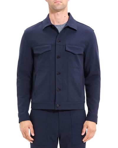 Theory River Jacket In Neoteric Twill - Blue