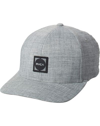 RVCA Mens Flexfit Curved Brim Fitted Hat - Gray