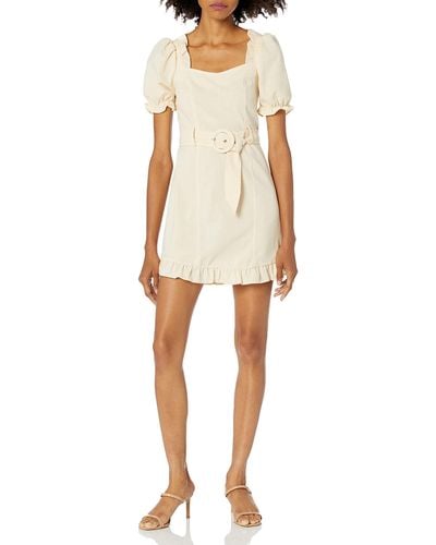 Kendall + Kylie Kendall + Kylie Puff Sleeve Mini Dress With Waist Belt - Natural