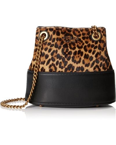 GUESS Leopard Print & Leather Handbag Logo Emblem Purse Vintage Y2K | eBay