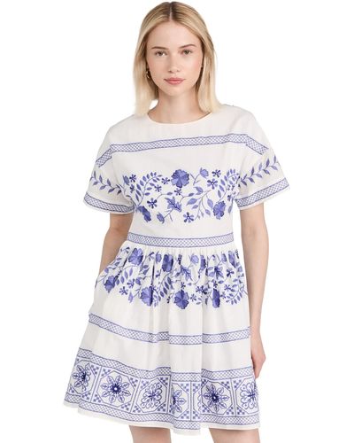 Shoshanna Amparo Embroidered Linen Mini Dress - White