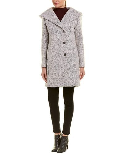 Cole Haan Signature Dropped Shoulder Front Button Coat - Gray