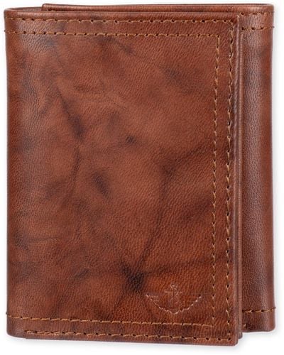Dockers Rfid Extra Capacity Trifold Wallet With Zipper - Brown