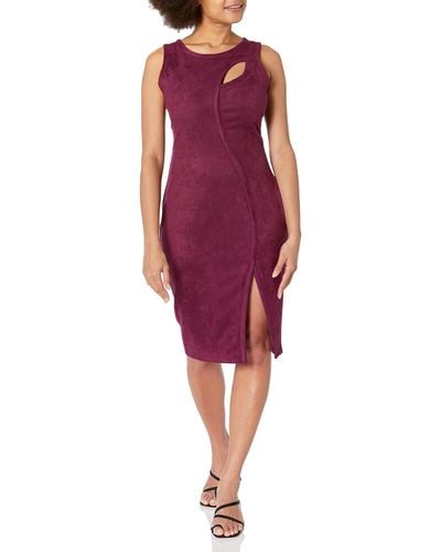 Guess Stretched Suade Body Con With Cut Out Dress - Red