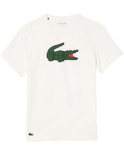 Lacoste Short Sleeve Regular Fit Sports Performance Graphic Tee Shirt - White